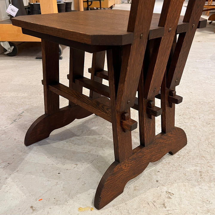 Rare 1920s Stickley Oak High-backed Hall Chair