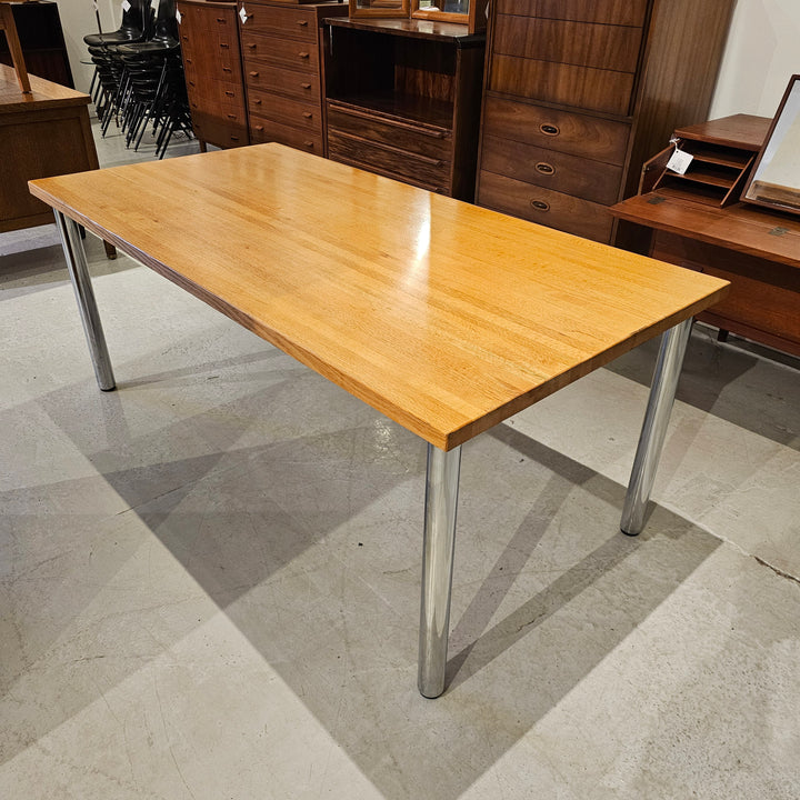 Butcher Block Table on Chrome Legs