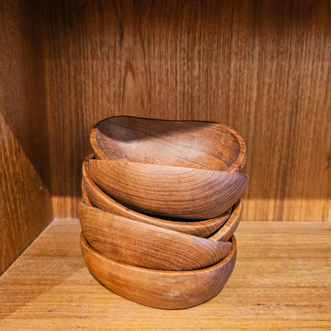 (6) Teak Kidney Shaped Bowls