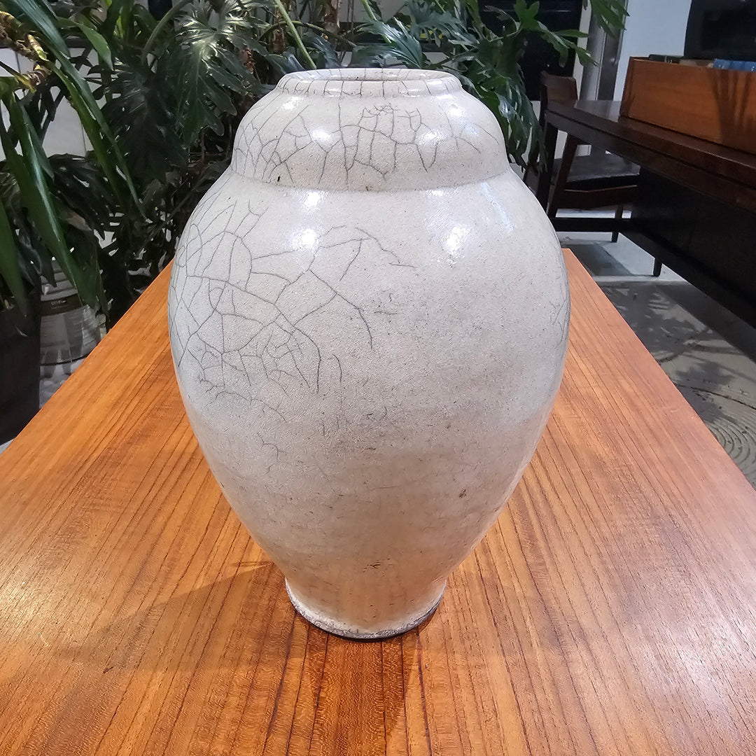 Vintage White Raku Vase