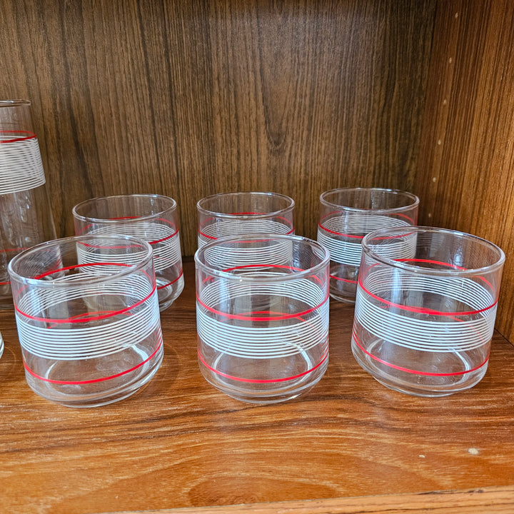 1970s Retro Striped Glassware Set