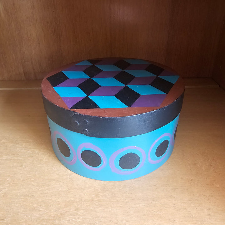 Handpainted Op Art Round Lidded Box