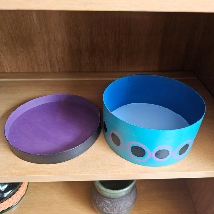 Handpainted Op Art Round Lidded Box