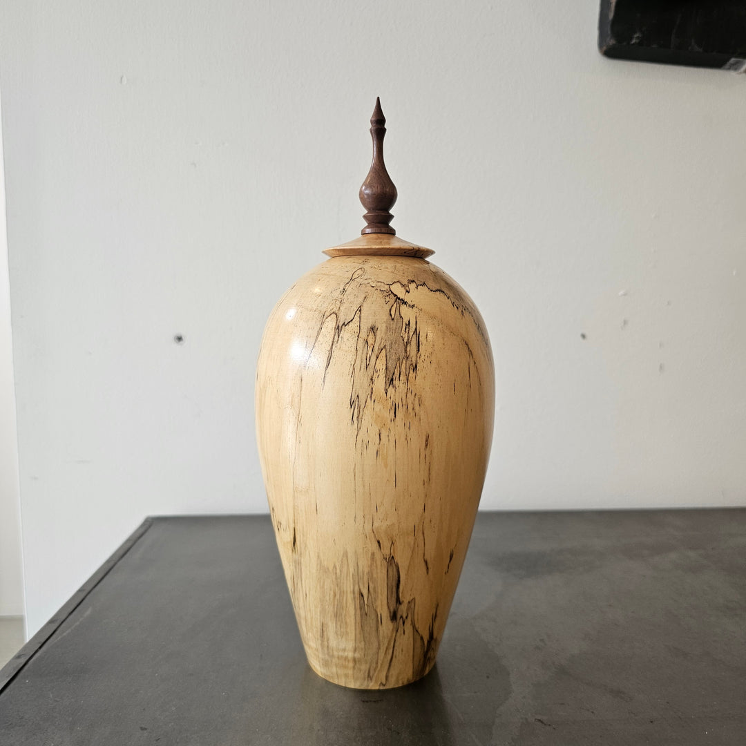 Handcrafted Box Elder Lidded Urn