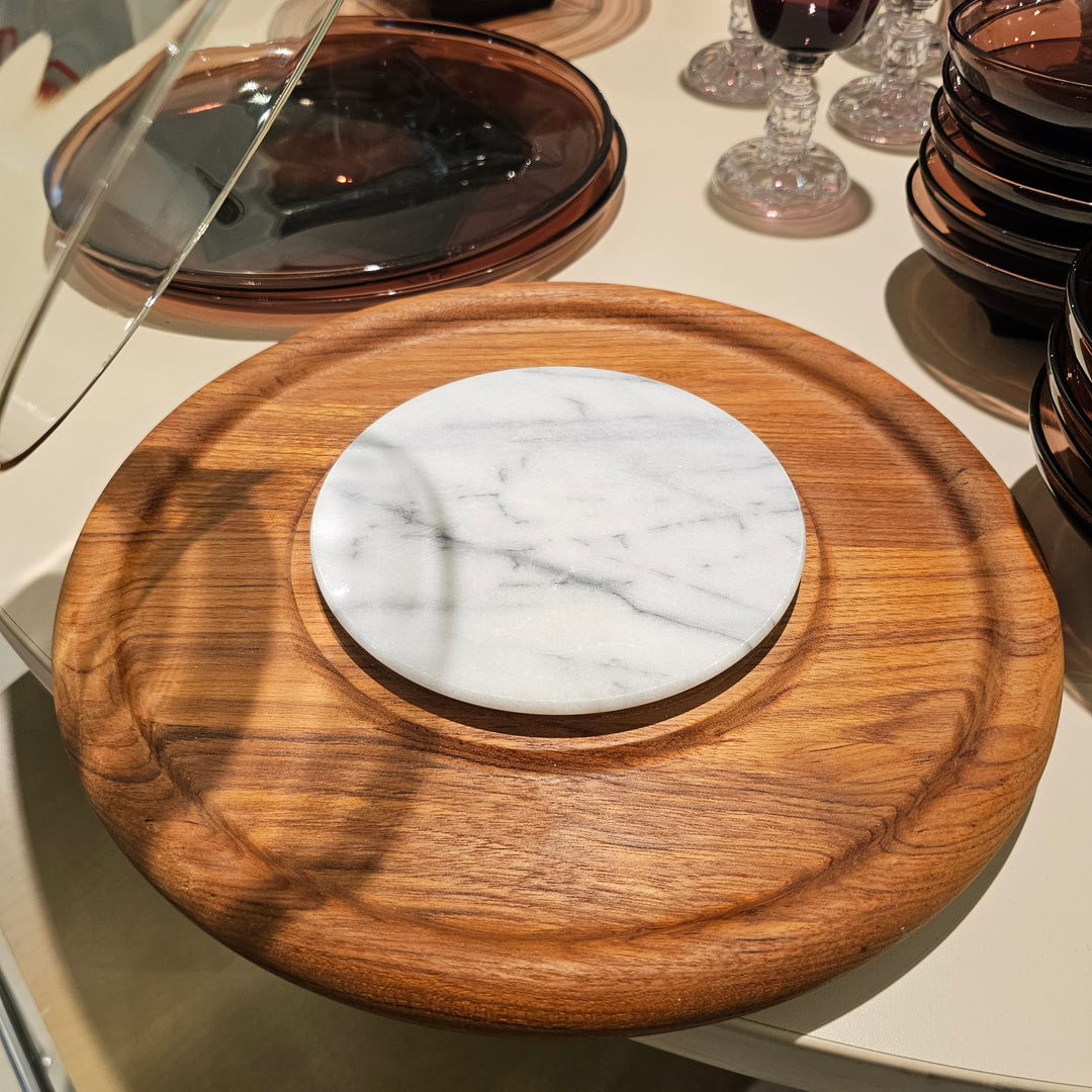 2pc GoodWood Teak & Marble Cheese Dome
