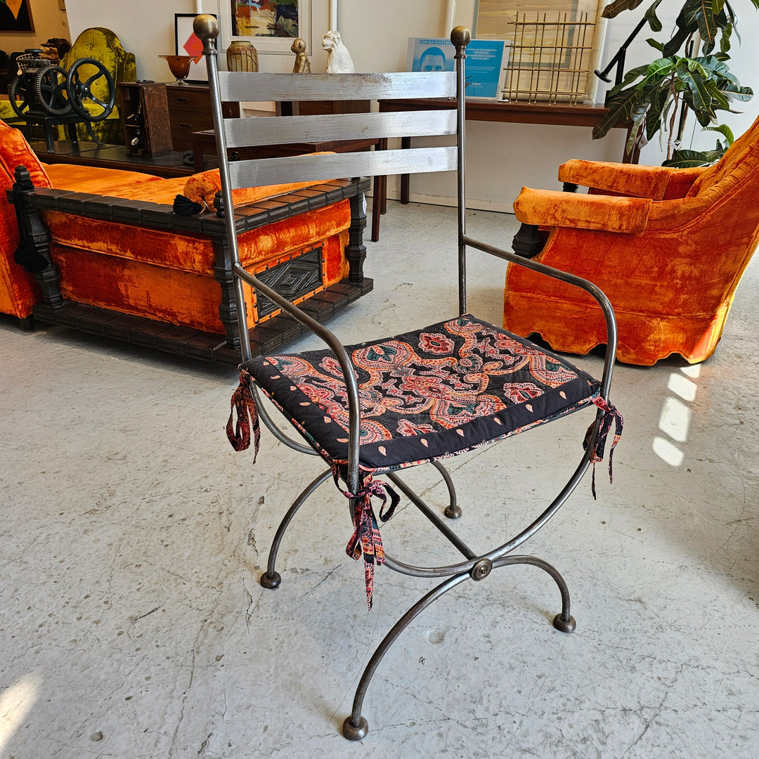 Savonarola Style Wrought Iron Folding Chair