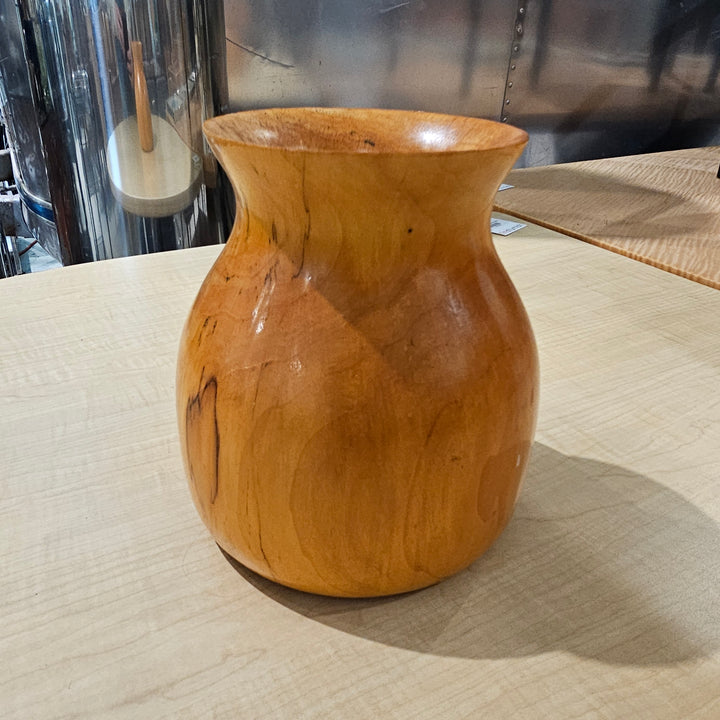 Large Hand-Carved Wood Vase