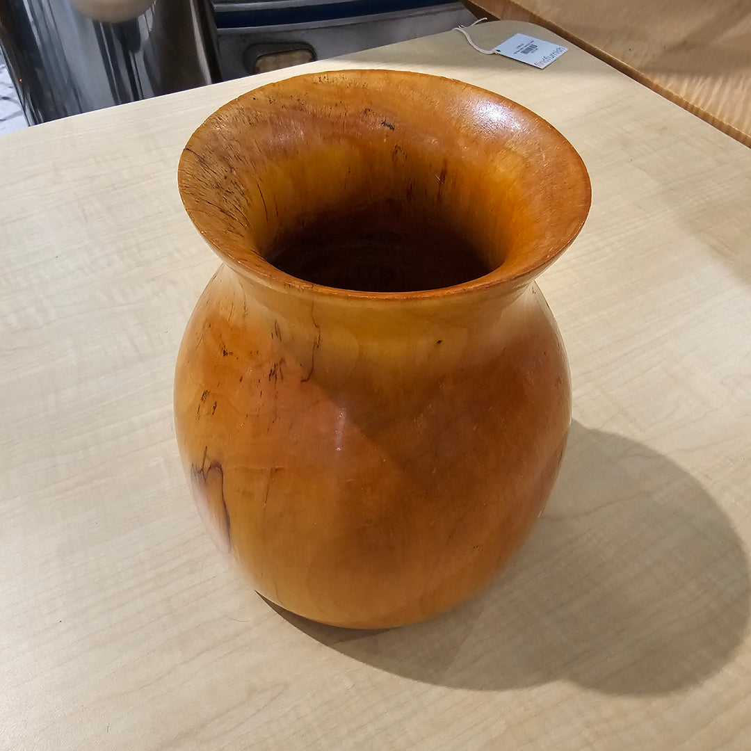 Large Hand-Carved Wood Vase