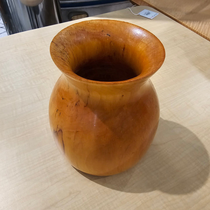 Large Hand-Carved Wood Vase