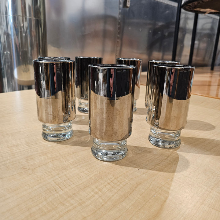 (7) MCM Silver Dipped Collins Glasses