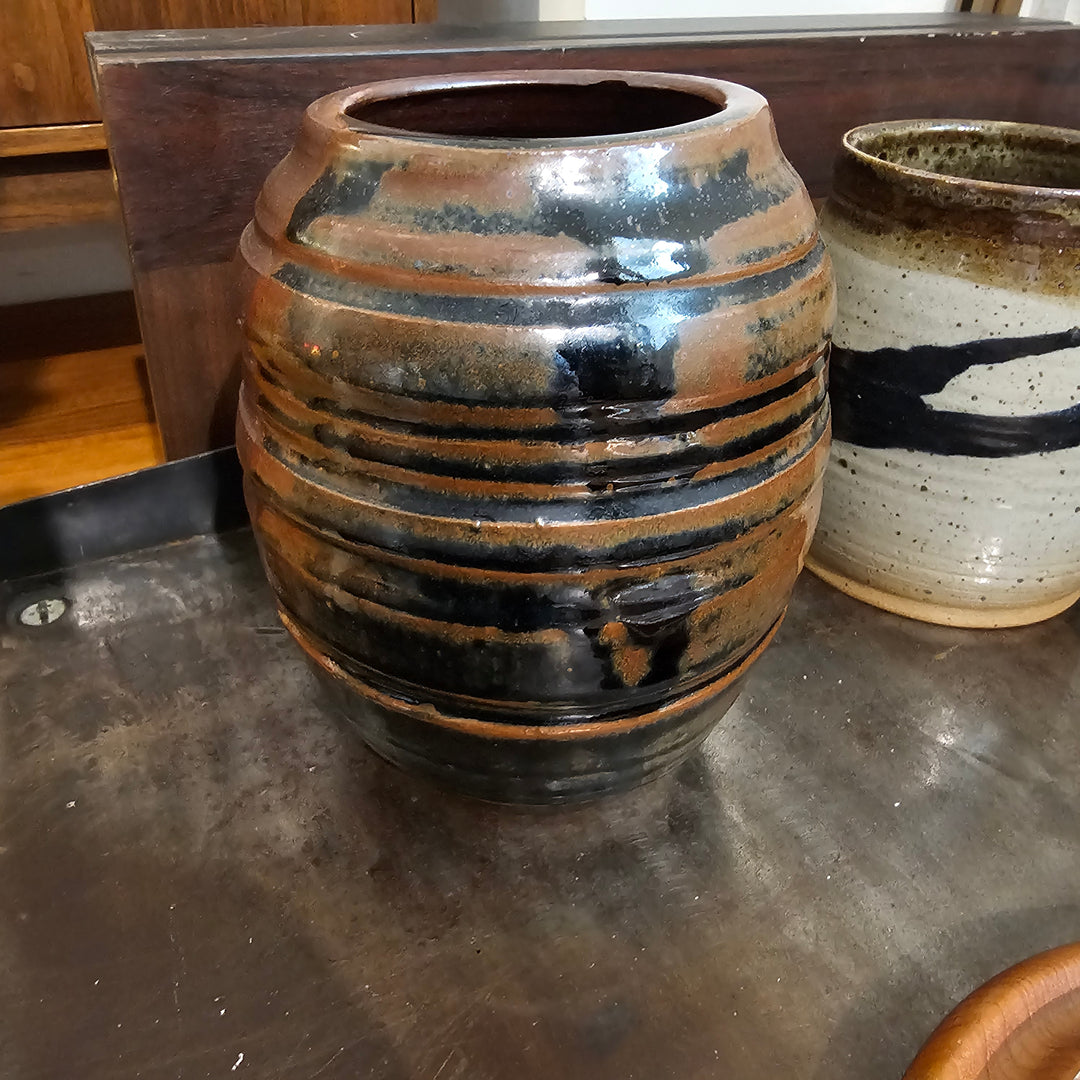 Brown & Black Studio Pottery Vase