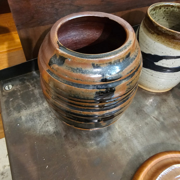 Brown & Black Studio Pottery Vase