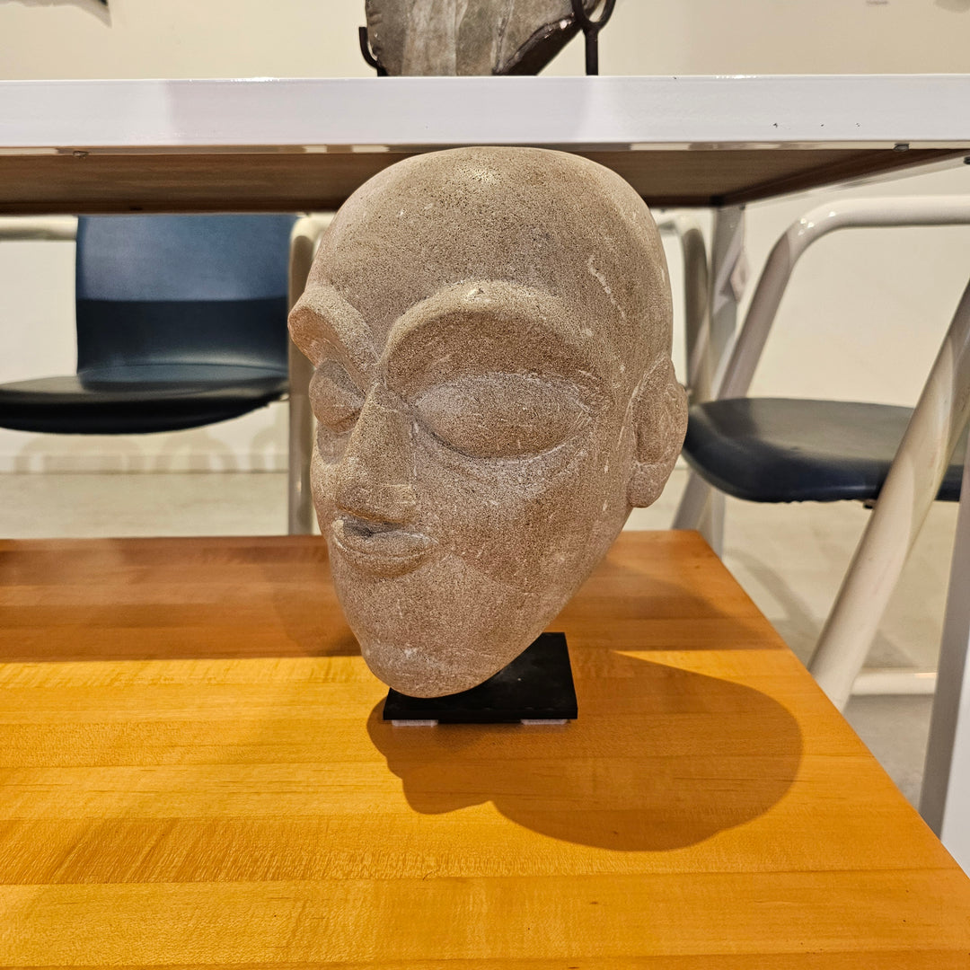 Vintage Travertine Stone Bust Sculpture