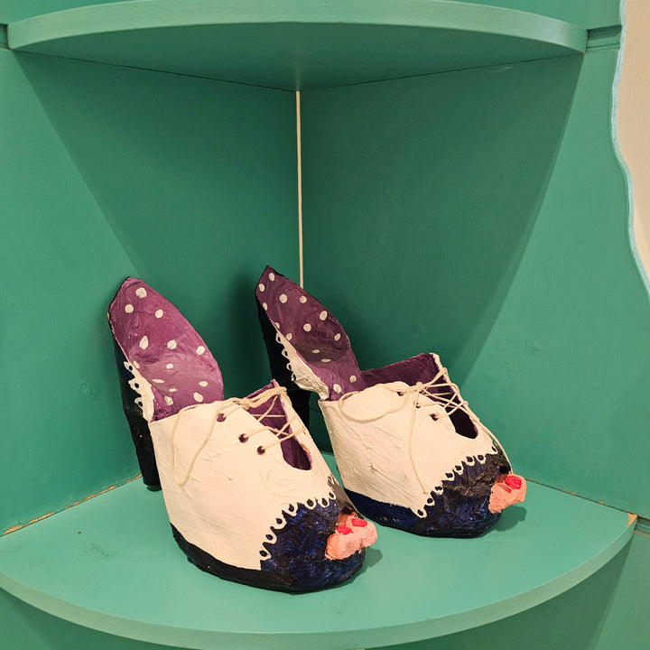 Signed Paper Mache High Heel Sculpture