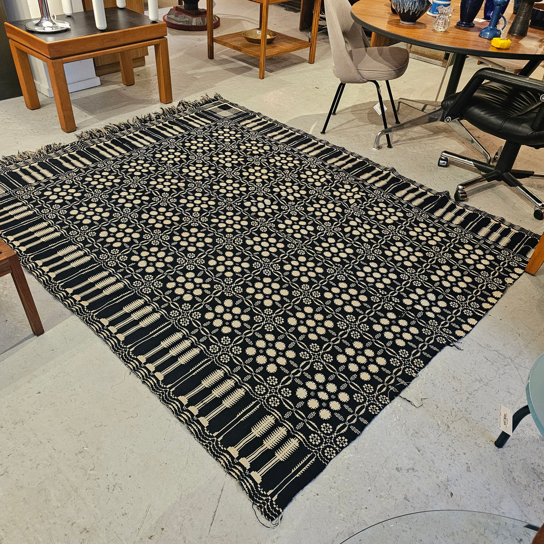 Antique Jacquard Loom Coverlet 76" x 97"