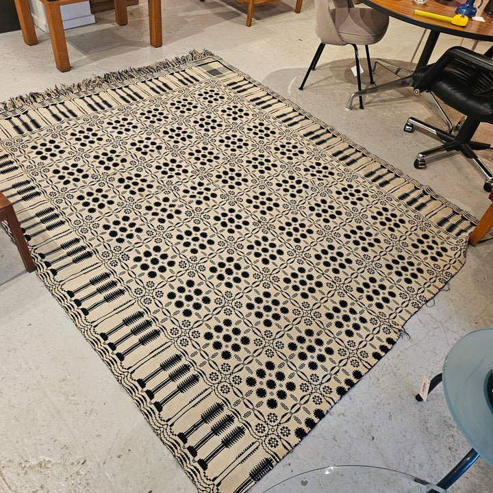 Antique Jacquard Loom Coverlet 76" x 97"