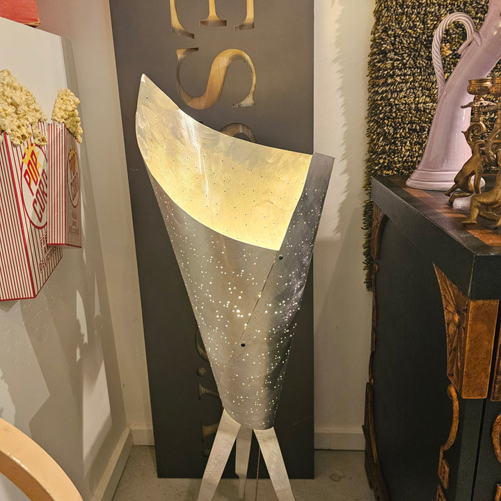 Postmodern Lightweight Punched Tin Floor Lamp