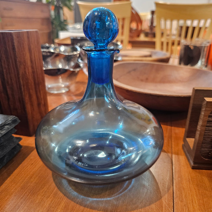 MCM Blue Art Glass Decanter