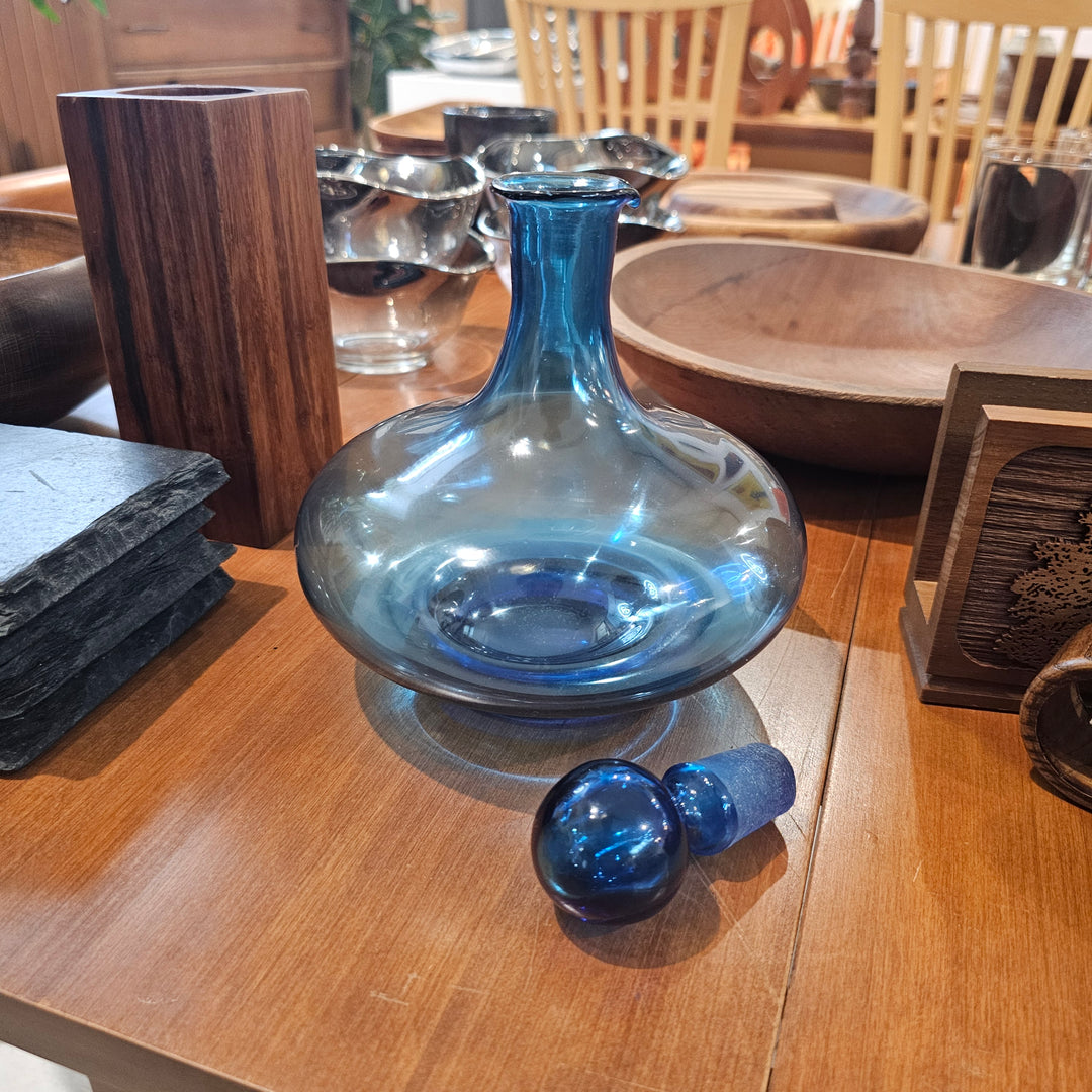 MCM Blue Art Glass Decanter