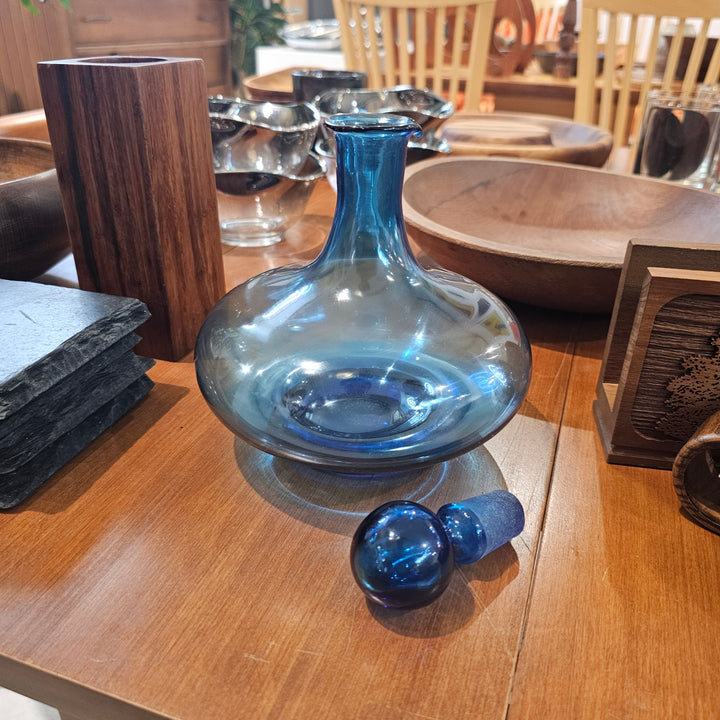 MCM Blue Art Glass Decanter