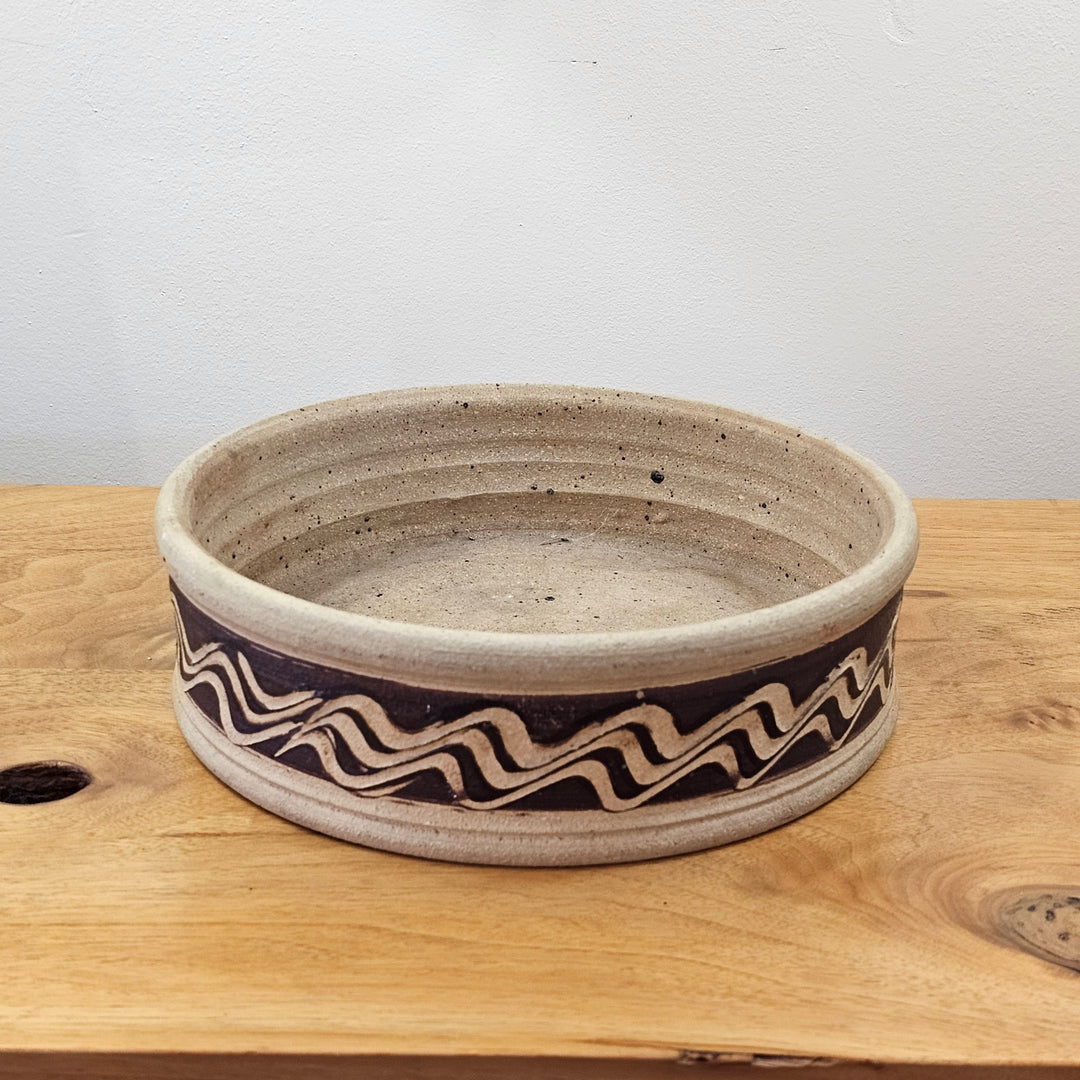 Wavy Stoneware Studio Pottery Bowl