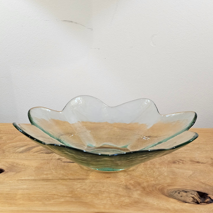 Blenko Style Glass Petal Bowl