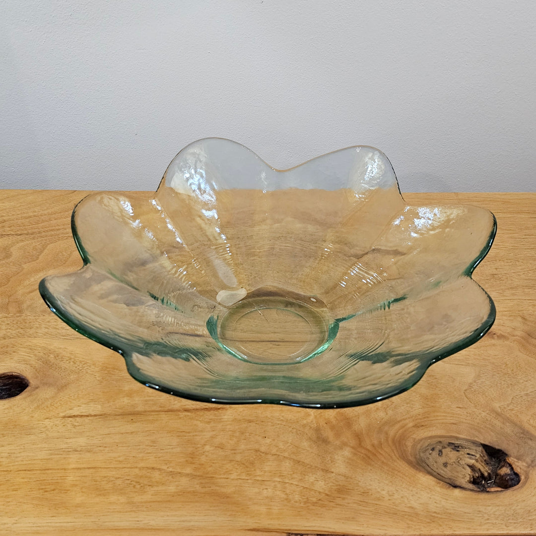 Blenko Style Glass Petal Bowl