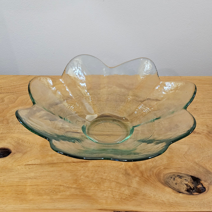 Blenko Style Glass Petal Bowl