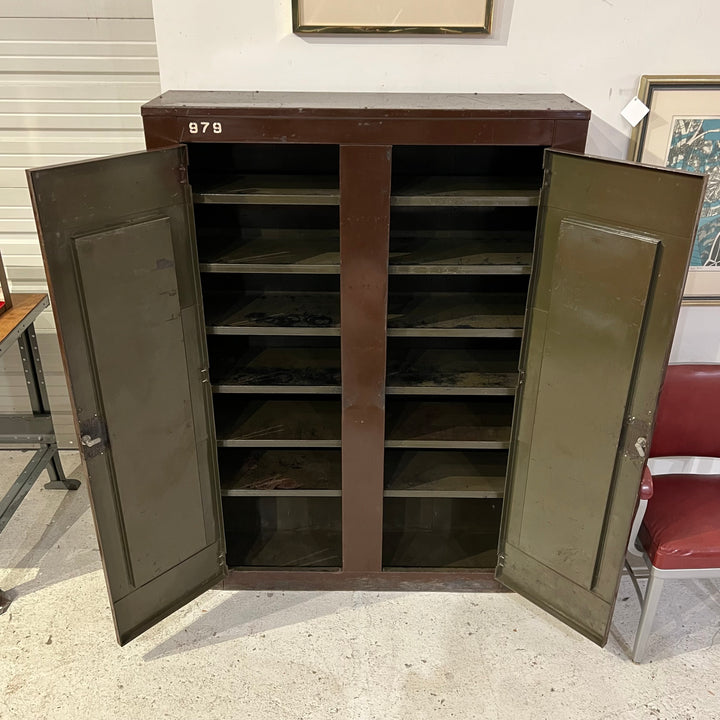 1930s Steel Double Door Storage Cabinet