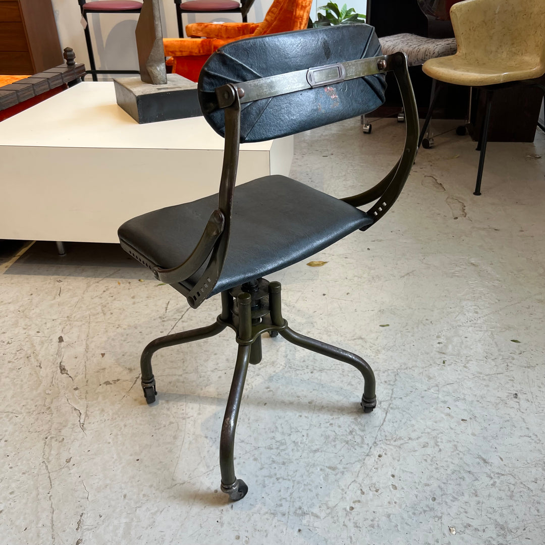 1930s-era DoMore Metal Task Chair w/OG Leather Upholstery