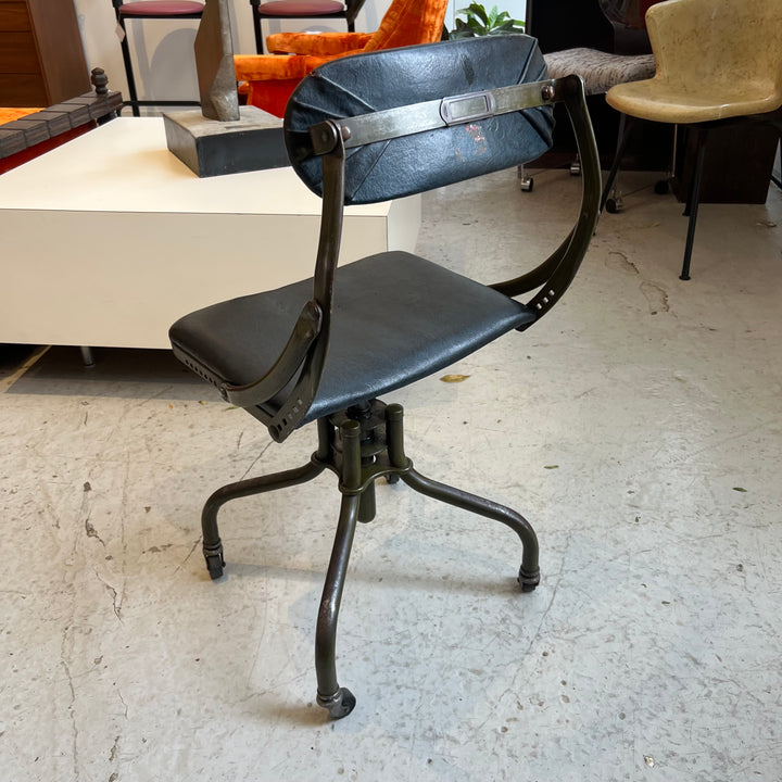 1930s-era DoMore Metal Task Chair w/OG Leather Upholstery