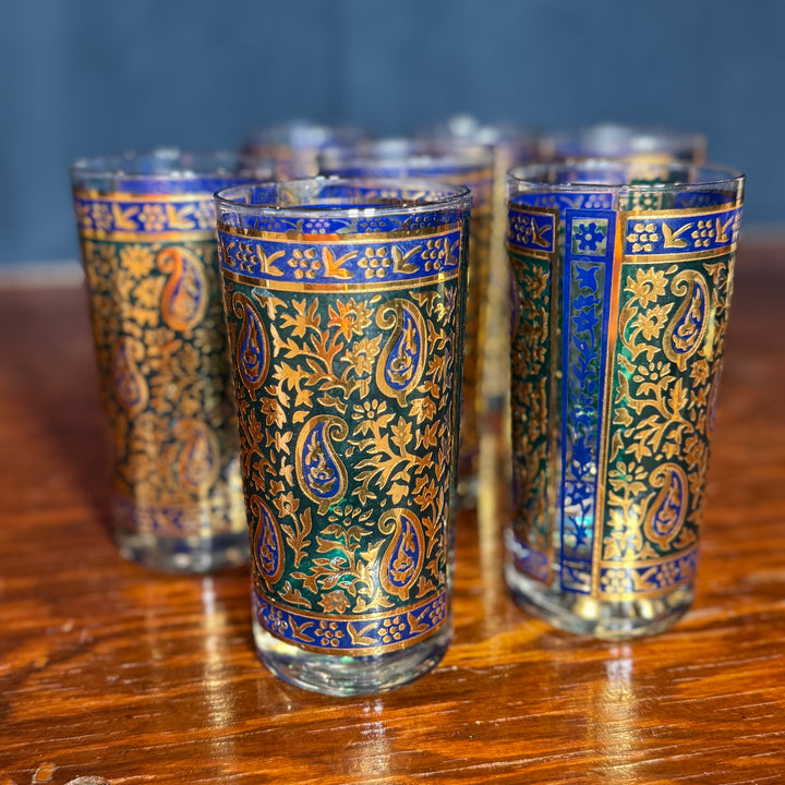 Set of 7 Georges Briard Paisley Highball Glass