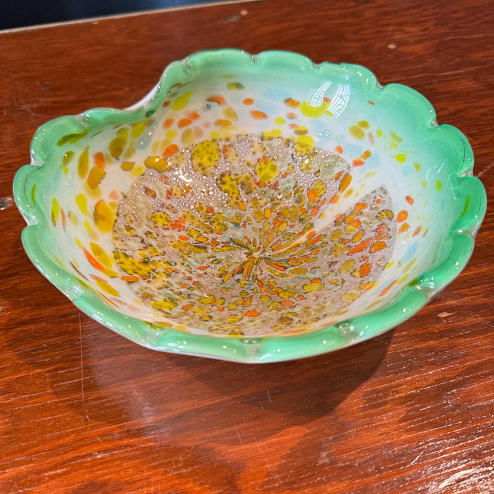 Yellow and Teal Murano Bowl/Ashtray