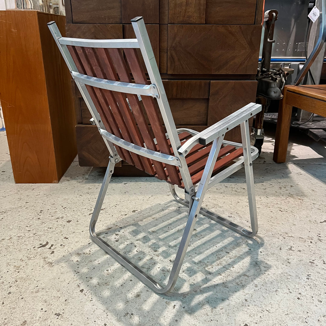 Outdoor Aluminum Folding Chair w/Wood Slats