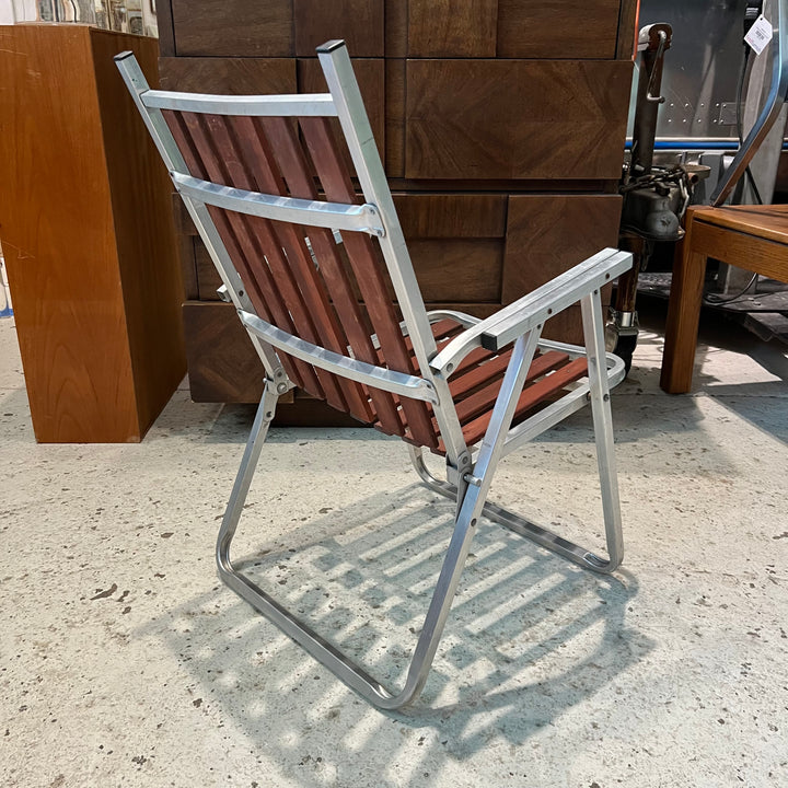 Outdoor Aluminum Folding Chair w/Wood Slats