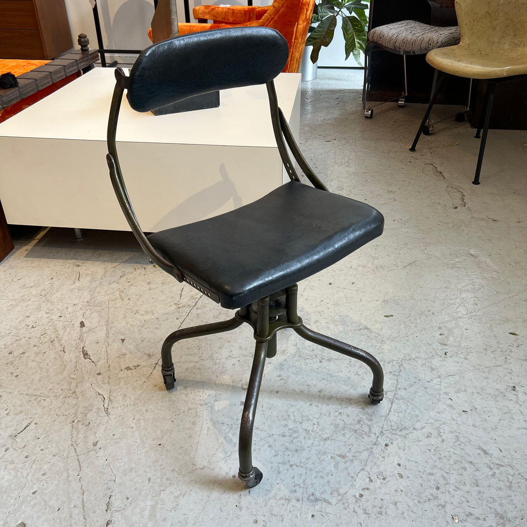 1930s-era DoMore Metal Task Chair w/OG Leather Upholstery