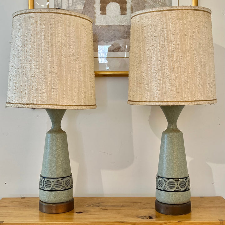 Pale Green Plasto Table Lamp w/Textured Shade