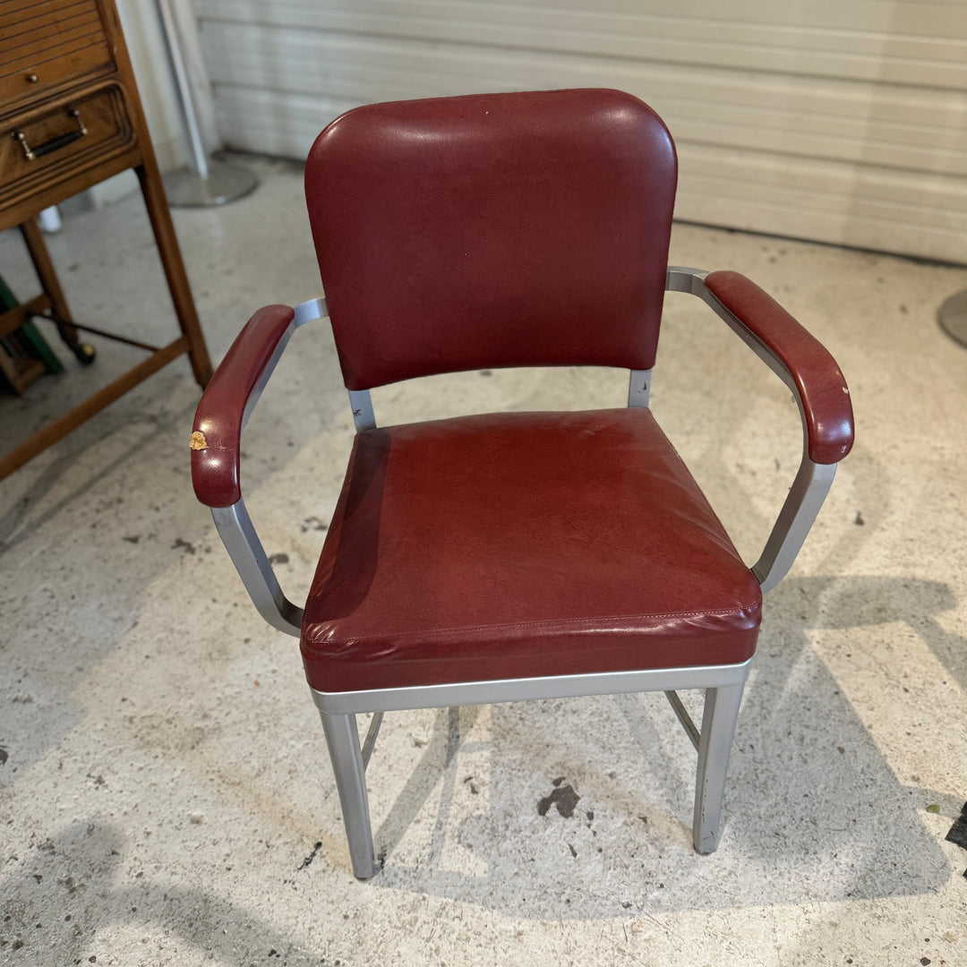 Red Industrial Chair with Arms