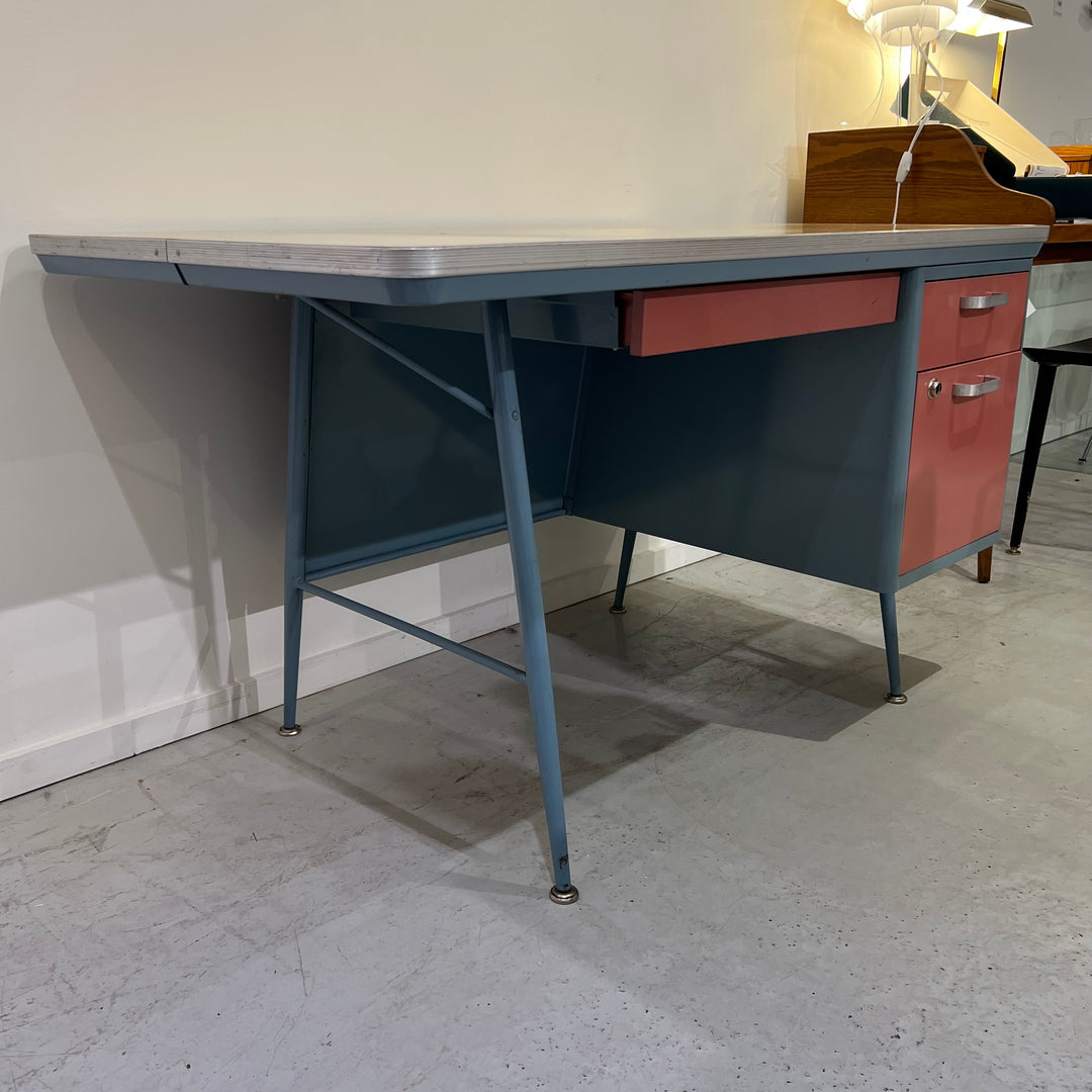 American Seating Co. Blue & Pink Metal Desk
