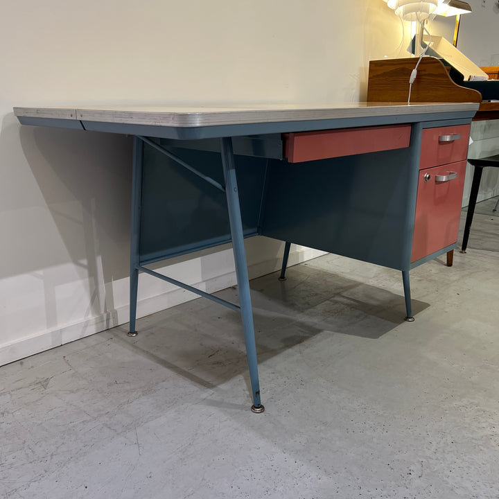 American Seating Co. Blue & Pink Metal Desk