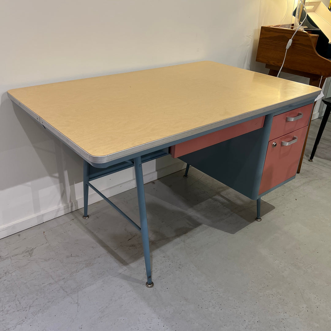 American Seating Co. Blue & Pink Metal Desk