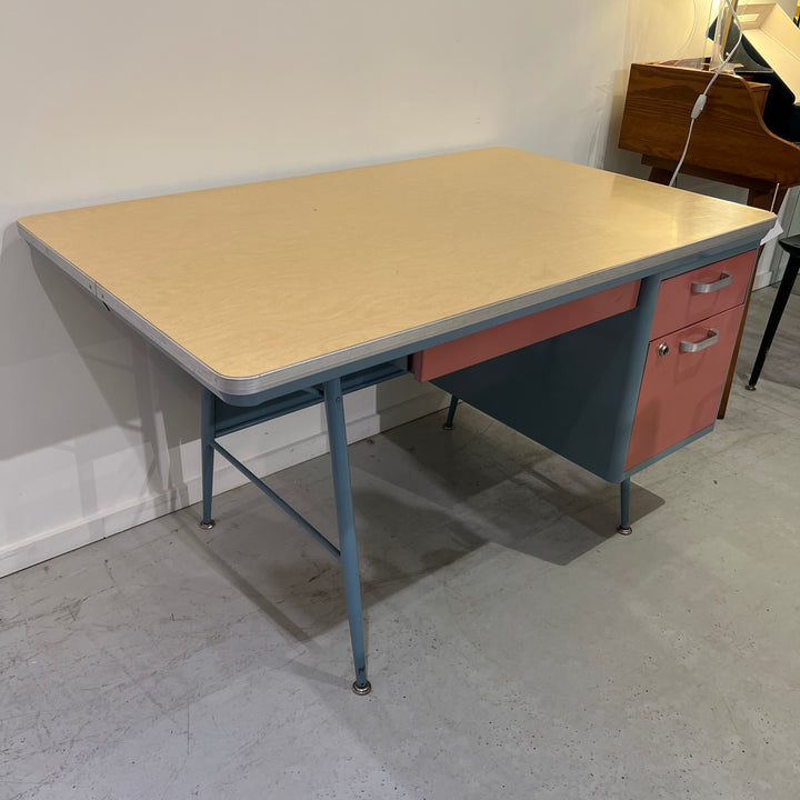 American Seating Co. Blue & Pink Metal Desk