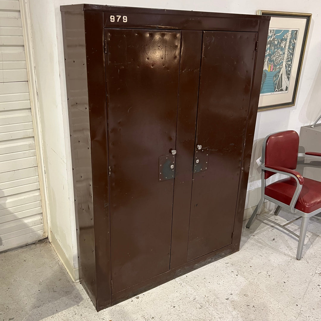 1930s Steel Double Door Storage Cabinet