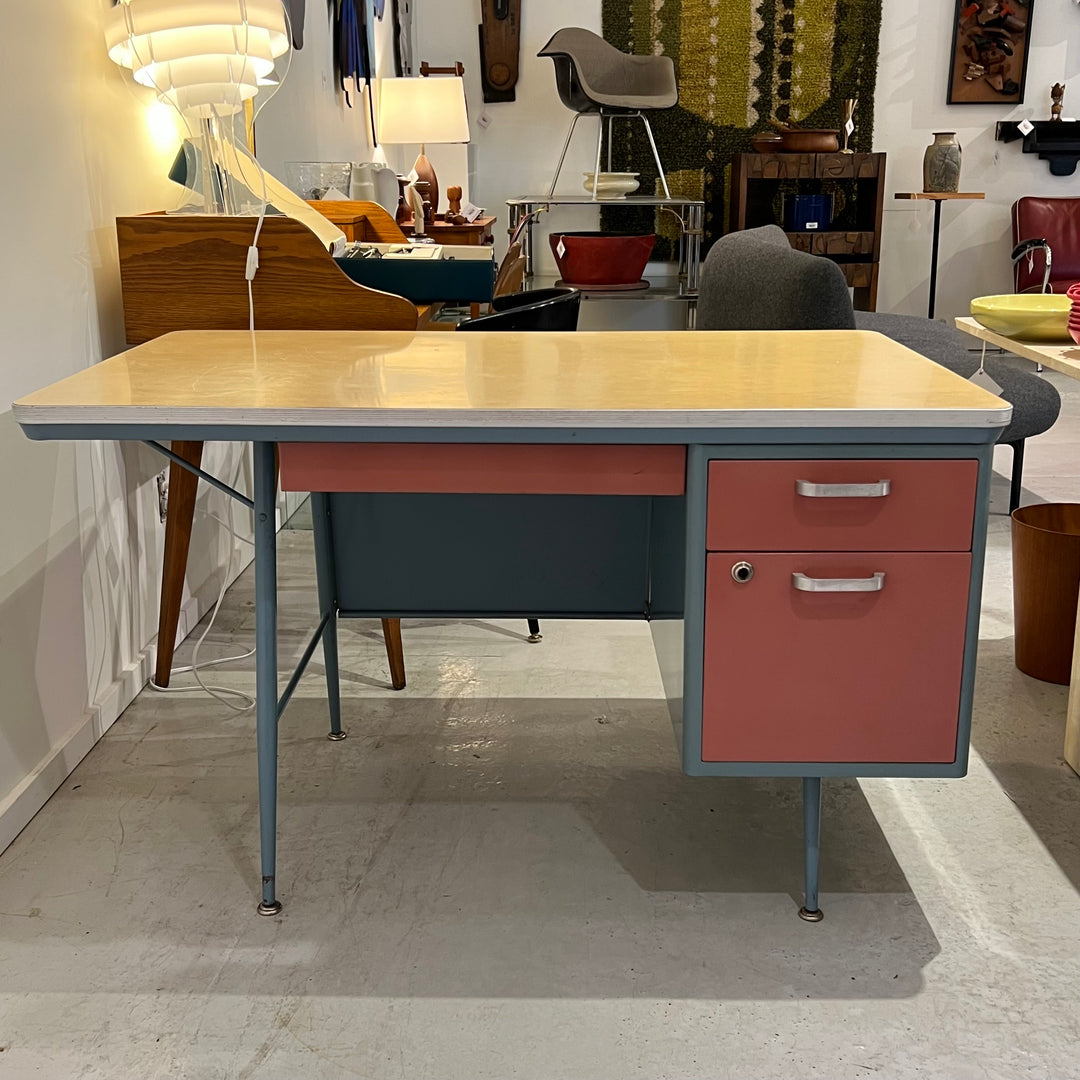 American Seating Co. Blue & Pink Metal Desk