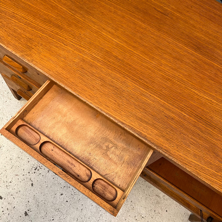 Large Double Pedestal Oak Desk