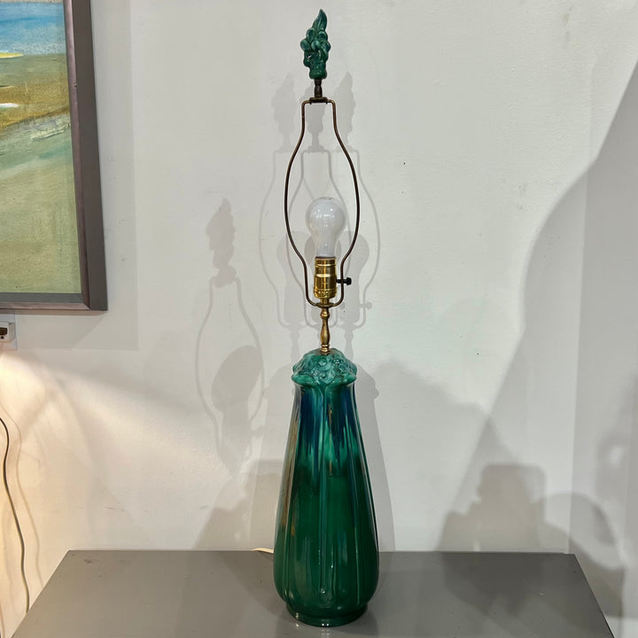 Ceramic Table Lamp w/Green & Blue Glaze