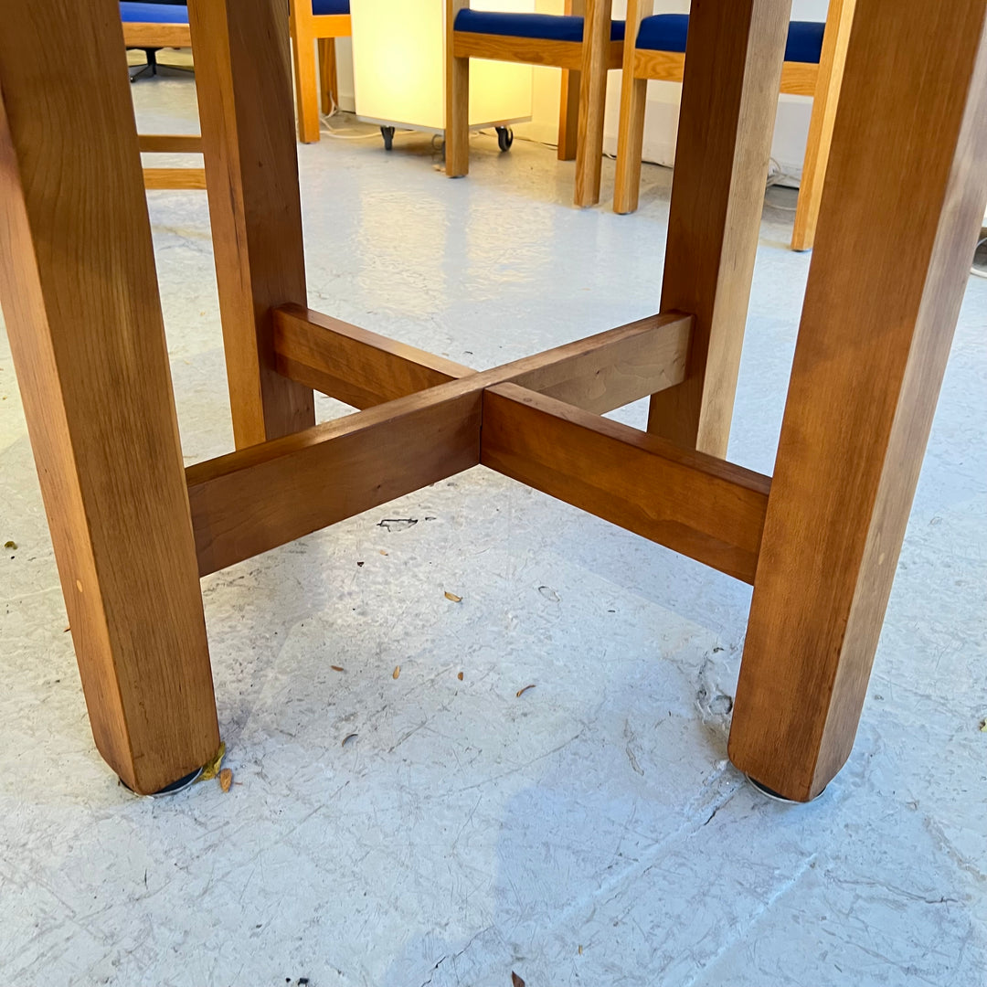 1980s Custom 54” Round Wood Dining Table w/Refinished Top