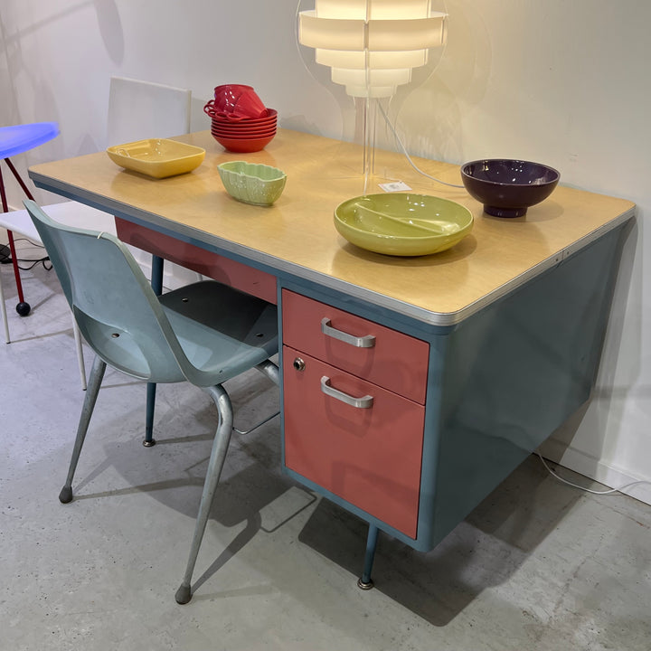 American Seating Co. Blue & Pink Metal Desk